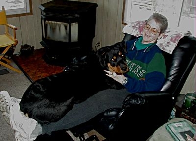 Sandy with dog